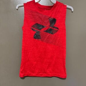 Under Armour Boys Size 7 Red Tank Top with Black Logo